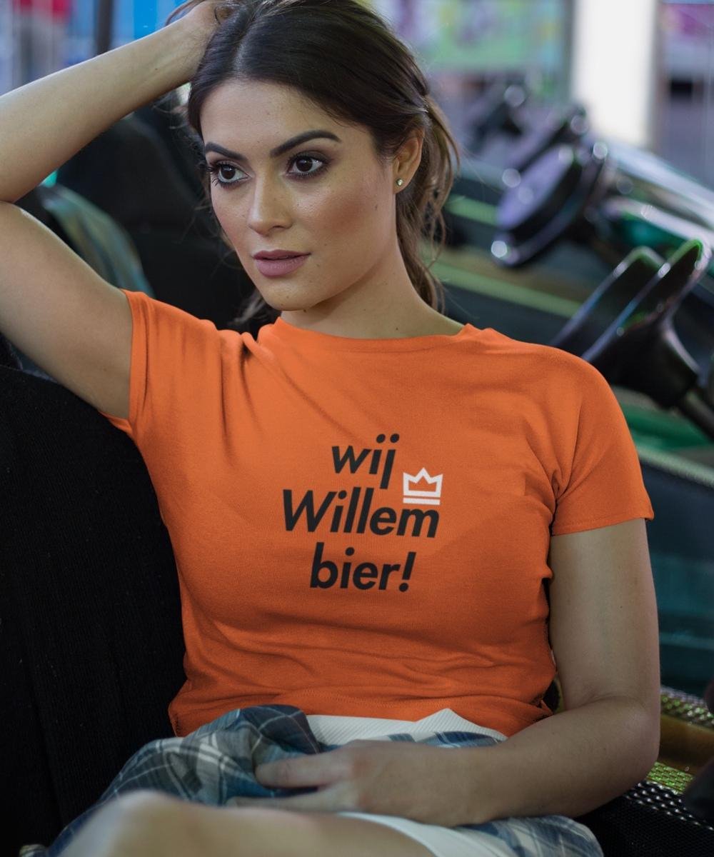 Oranje Koningsdag T-Shirt Bier Premium (DAMES - MAAT S) | Oranje Kleding | Feestkleding